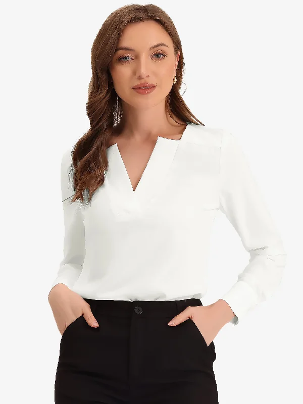 Don’t Wait – Deals Won’t Last!Business Casual Office Long Sleeve V Neck Solid Blouse Don’t Wait – Deals Won’t Last!Business Casual Office Long Sleeve V Neck Solid Blouse