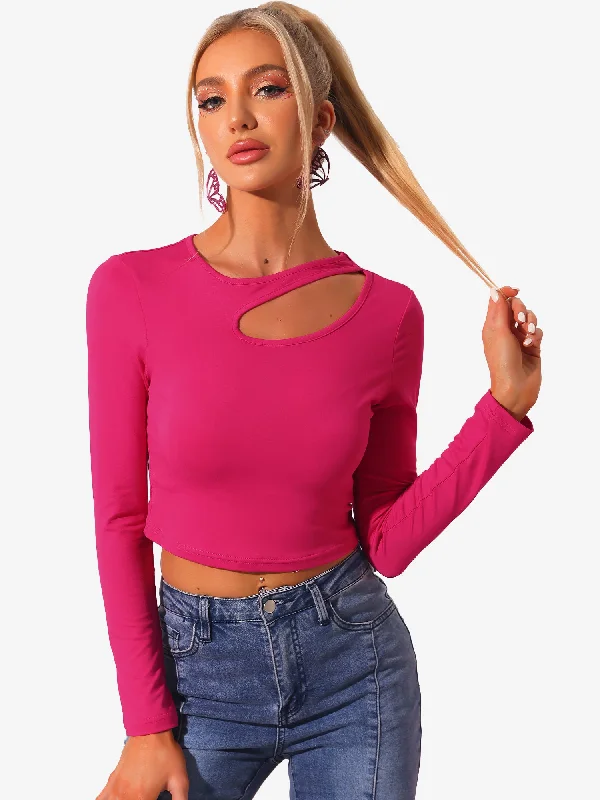Amazing Prices You Can’t Resist!Long Sleeve Casual Cut Out Slim Fitted Basic Crop Tee Tops Amazing Prices You Can’t Resist!Long Sleeve Casual Cut Out Slim Fitted Basic Crop Tee Tops