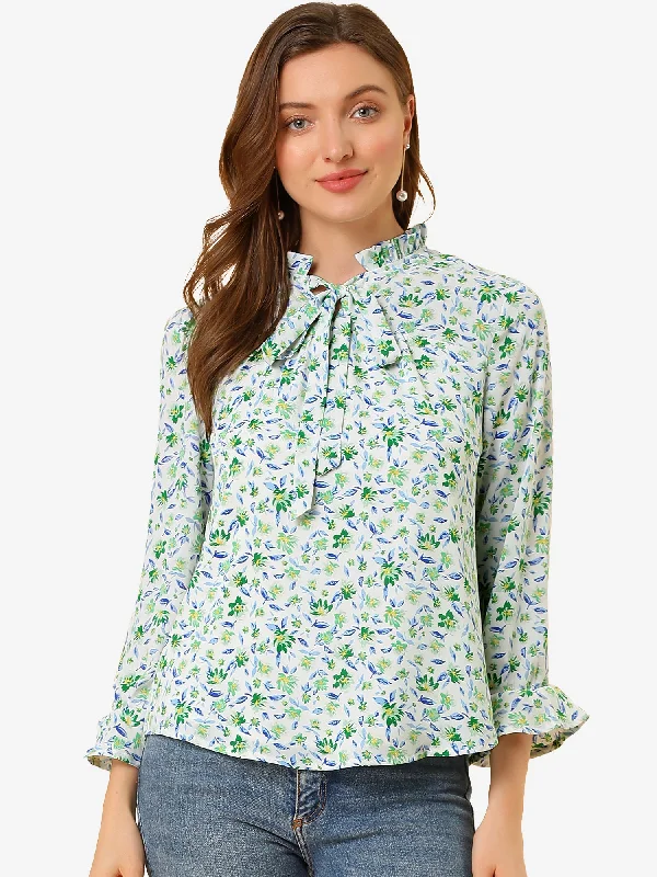 Find the Best Deals Here!Ruffle Collar 3/4 Sleeve Tie Neck Chiffon Floral Blouse Top Find the Best Deals Here!Ruffle Collar 3/4 Sleeve Tie Neck Chiffon Floral Blouse Top