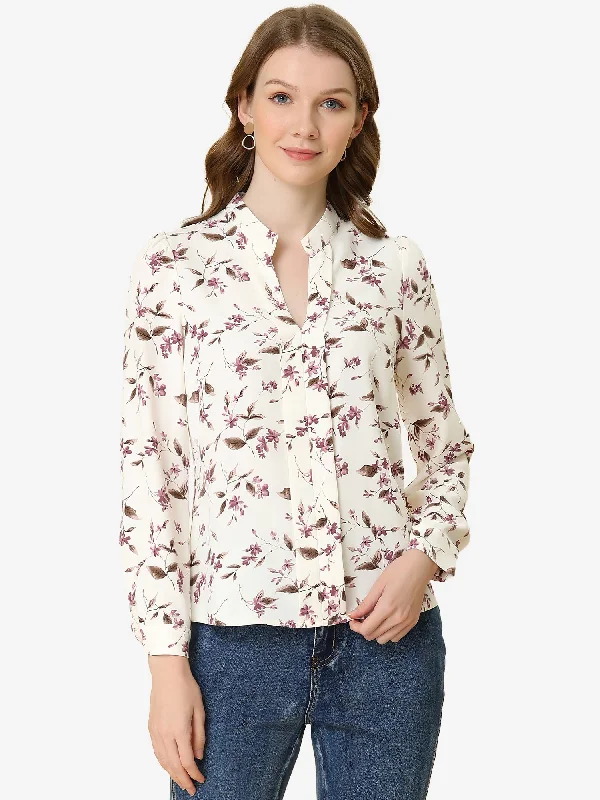 Your Wallet Will Thank You!Floral Print Split V Neck Office Long Sleeve Blouse Shirt Your Wallet Will Thank You!Floral Print Split V Neck Office Long Sleeve Blouse Shirt