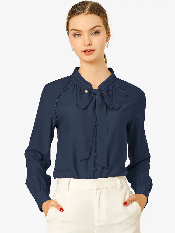 Get More, Spend Less – Shop Now!Office Long Sleeve Button Decor Elegant Bow Tie Neck Blouse Get More, Spend Less – Shop Now!Office Long Sleeve Button Decor Elegant Bow Tie Neck Blouse