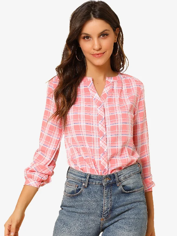 One Click Away from Big Savings!Christmas Plaid Shirt Button Up V Neck Long Sleeve Peasant Blouse One Click Away from Big Savings!Christmas Plaid Shirt Button Up V Neck Long Sleeve Peasant Blouse