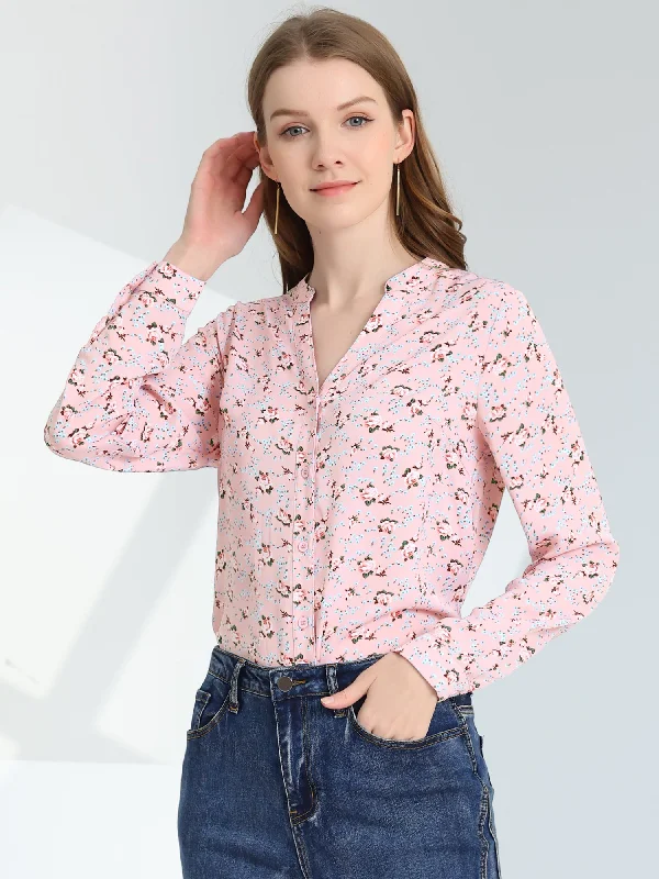 Today Only – Don’t Miss It!Chiffon Floral Tops V Neck Long Sleeve Button-Up Blouse Shirt Today Only – Don’t Miss It!Chiffon Floral Tops V Neck Long Sleeve Button-Up Blouse Shirt