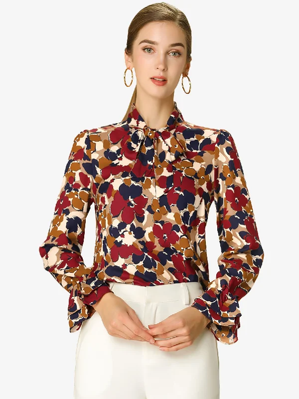 Your Favorite Items on Sale Now!Valentine's Day Floral Tie V Neck Blouse Chiffon Ruffle Trumpet Top Your Favorite Items on Sale Now!Valentine's Day Floral Tie V Neck Blouse Chiffon Ruffle Trumpet Top