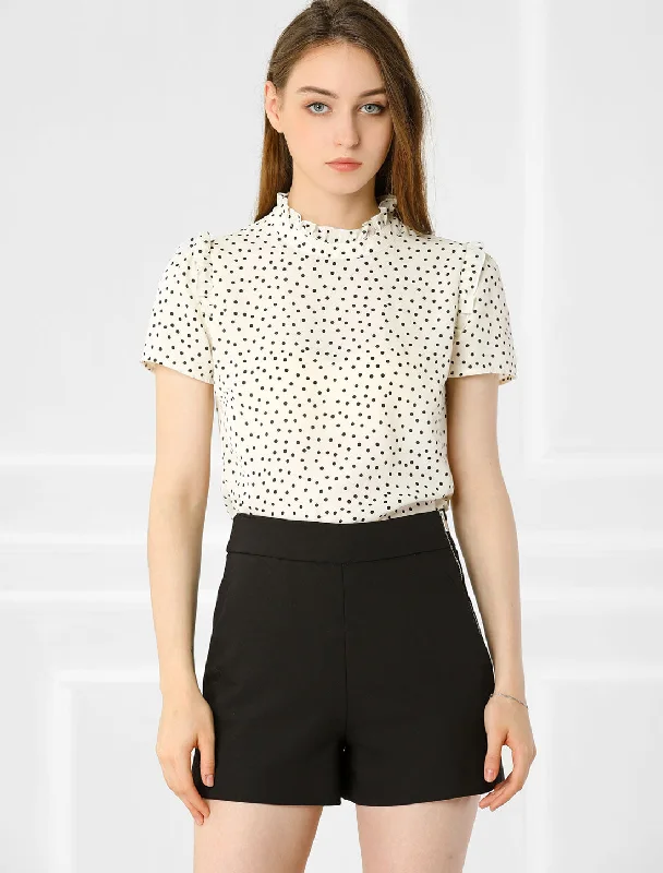 Flash Sale – Act Fast!Ruffled Retro Short Sleeve Office Polka Dots Blouse Tops