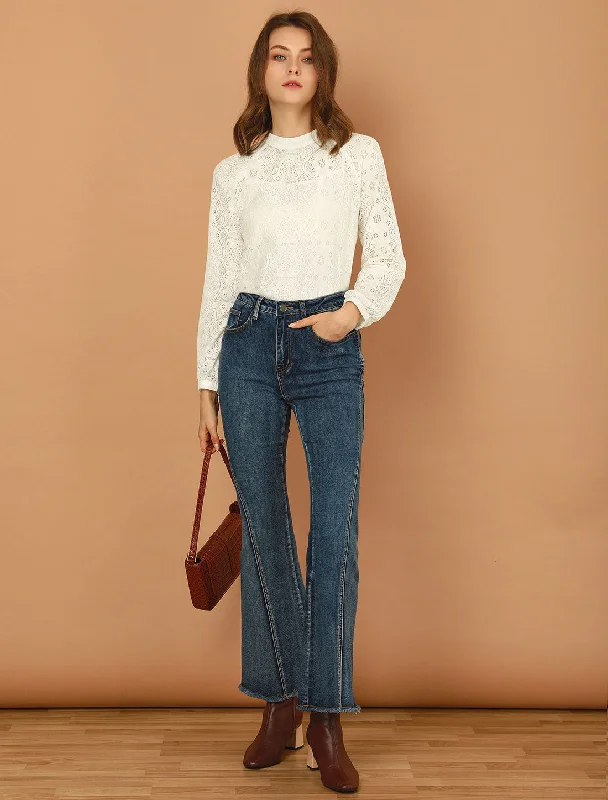 One Day Only – Huge Savings!Lace Long Sleeve Floral Vintage Stand Collar Eyelet Blouse One Day Only – Huge Savings!Lace Long Sleeve Floral Vintage Stand Collar Eyelet Blouse