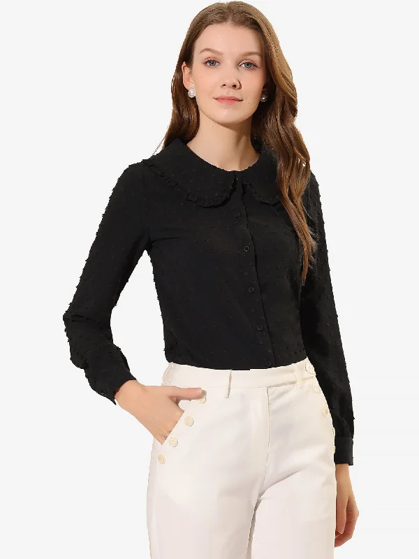 Savings You Can’t Ignore!Swiss Dots Blouse Peter Pan Collar Long Sleeve Button Down Shirt Savings You Can’t Ignore!Swiss Dots Blouse Peter Pan Collar Long Sleeve Button Down Shirt