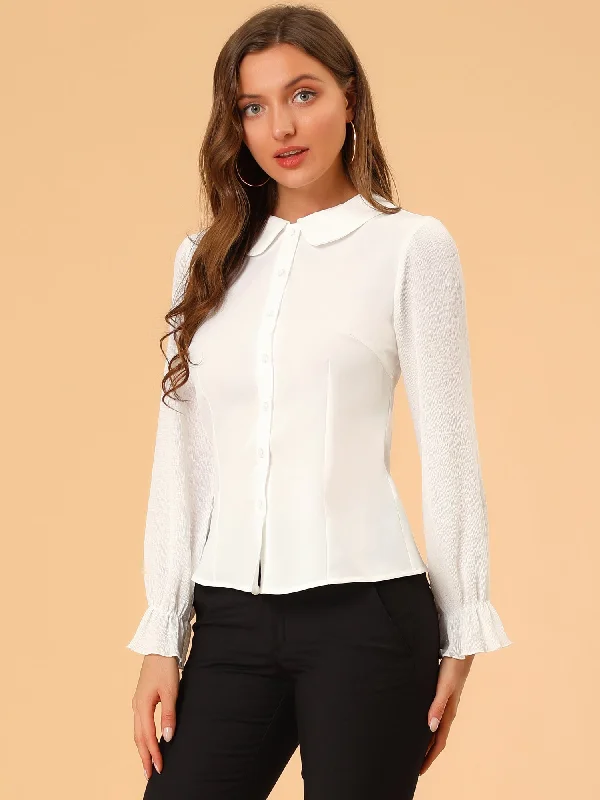 Sale Alert – Get Ready to Shop!Peter Pan Collar Tops Elegant Lightweight Button Down Work Shirt Sale Alert – Get Ready to Shop!Peter Pan Collar Tops Elegant Lightweight Button Down Work Shirt