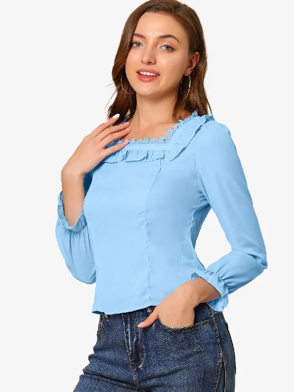 Don’t Wait – Deals Won’t Last!Elegant Square Neck Ruffled Puff Long Sleeve Blouse Top Don’t Wait – Deals Won’t Last!Elegant Square Neck Ruffled Puff Long Sleeve Blouse Top