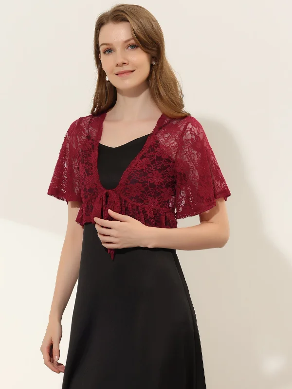Exclusive Offers You’ll Love!Bolero Shawls Ruffled Short Sleeve Sheer Floral Lace Shrug Top Exclusive Offers You’ll Love!Bolero Shawls Ruffled Short Sleeve Sheer Floral Lace Shrug Top