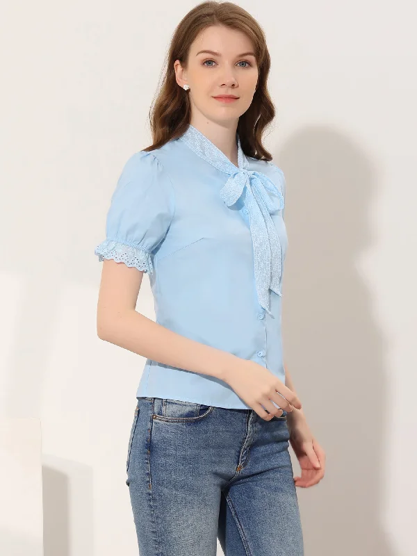Limited-Time Price Drop!Career Office Elegant Button Up Bow Tie Neck Blouse