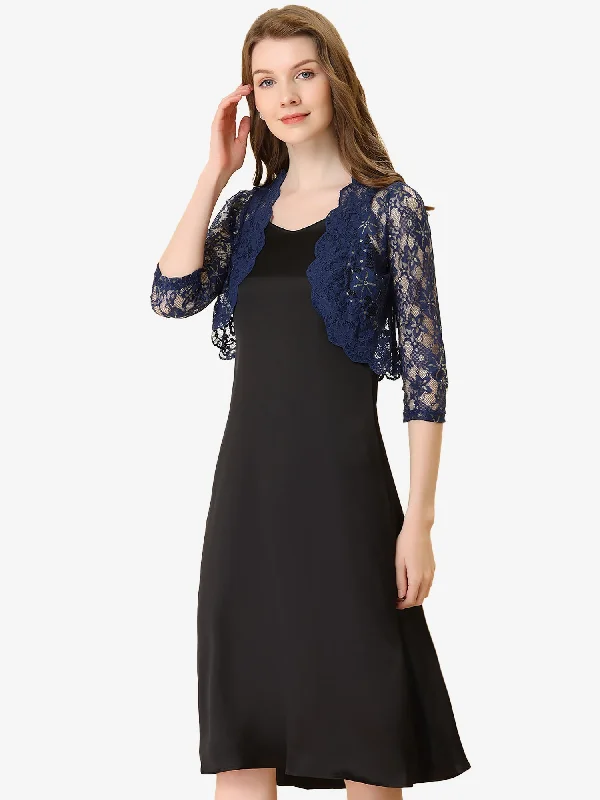 New Discounts Just Dropped!Bolero Shrug Top Sheer Sequin Lace Crop Cardigan