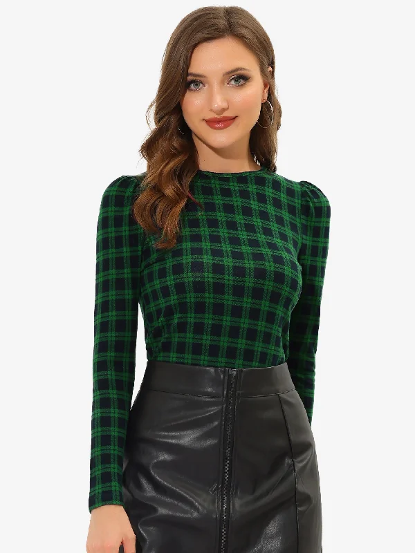 Today’s Deals, Tomorrow’s Regrets!Stretchy Slim Plaid Round Neck Long Sleeve T Shirt Basic Blouse Today’s Deals, Tomorrow’s Regrets!Stretchy Slim Plaid Round Neck Long Sleeve T Shirt Basic Blouse