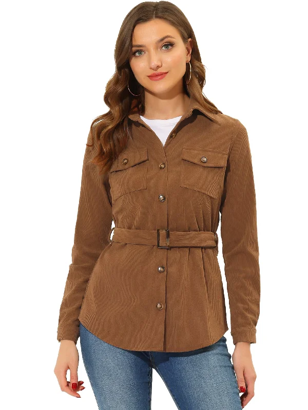 Hurry! While Supplies Last!Corduroy Shacket Belted Long Sleeve Pocket Button Down Shirt Hurry! While Supplies Last!Corduroy Shacket Belted Long Sleeve Pocket Button Down Shirt