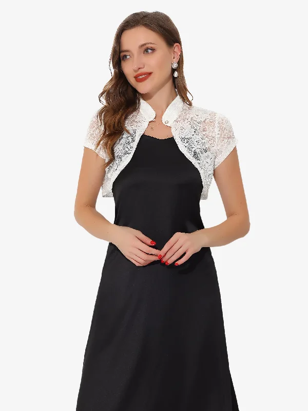 Hurry, Sale Ends Soon!Lace Cardigan Stand Collar Short Elegant Shrug