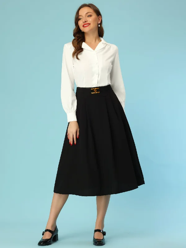 Every Deal is a Steal!Long Sleeve Button Down Shirt Vintage Collared Work Blouse