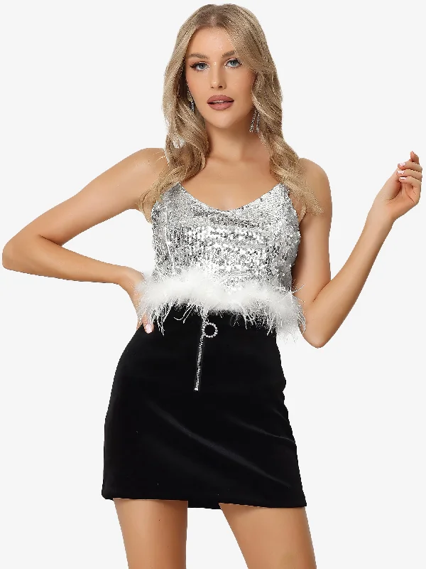 Best Price of the Season!Metallic Sequin Cropped Sparkle Glitter V Neck Sleeveless Party Club Tops Best Price of the Season!Metallic Sequin Cropped Sparkle Glitter V Neck Sleeveless Party Club Tops