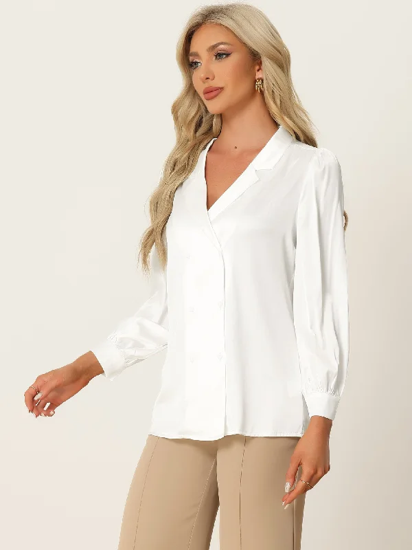 Limited-Time Price Drop!Work Business Casual Button Down Satin Long Sleeve Shirt