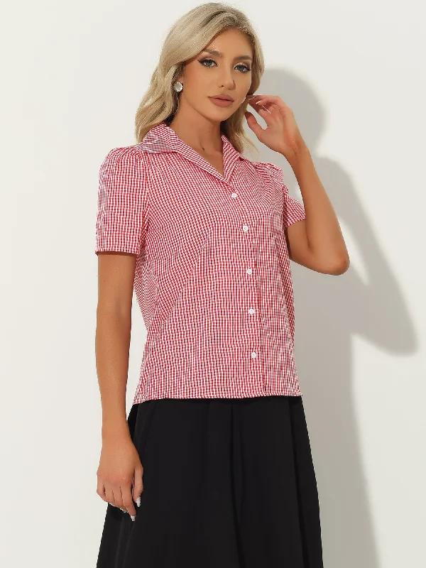 Grab Yours Before It’s Too Late!Puff Sleeves Vintage Summer Gingham Plaid Shirt Blouse Grab Yours Before It’s Too Late!Puff Sleeves Vintage Summer Gingham Plaid Shirt Blouse